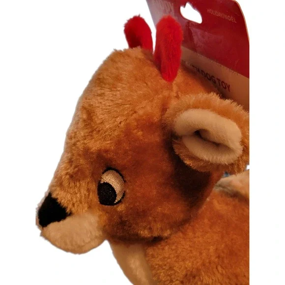 Zippy‎ Paws Deluxe Reindeer Plush Dog Toy Holiday Squeaker 8" x 7" - Picture 7 of 8